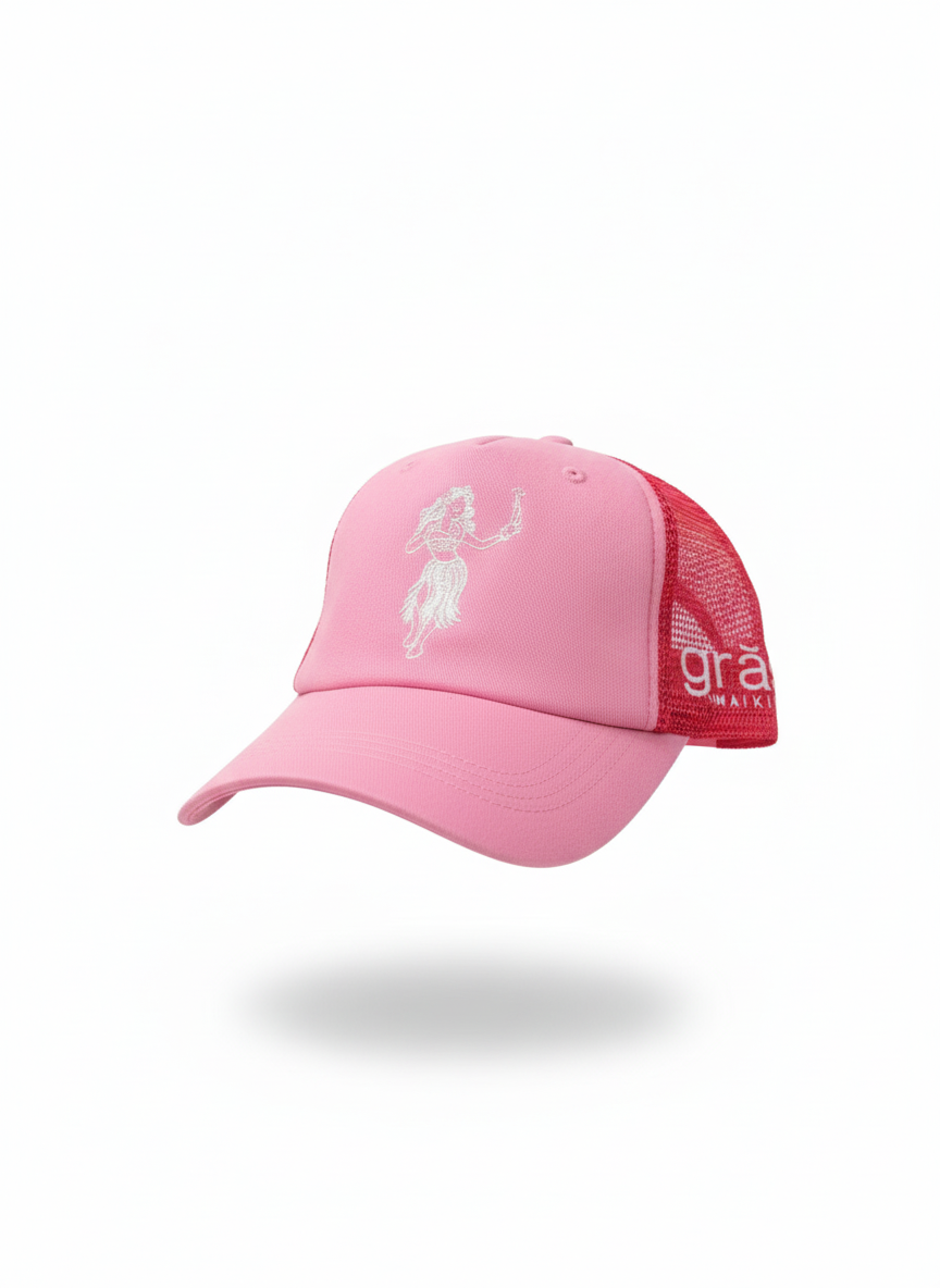“Pink Gras Waikiki Hat — breathable cotton baseball cap with Gras Waikiki branding”
