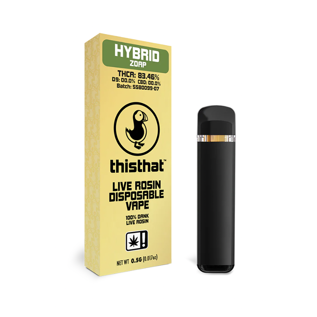 “Zoap THCa Live Rosin Vape Pen by ThisThat — sweet hybrid 1g disposable live rosin vape”